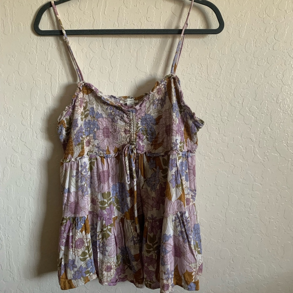 American Eagle floral babydoll top L